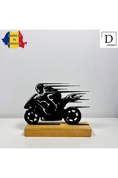 OEM "RUN" decoration with natural wood base, 11 cm, black, 3D printed