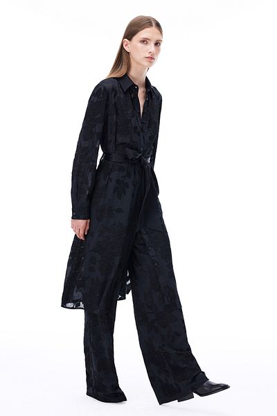 Perspective Crush Regular Fit Black Color Women's Trousers