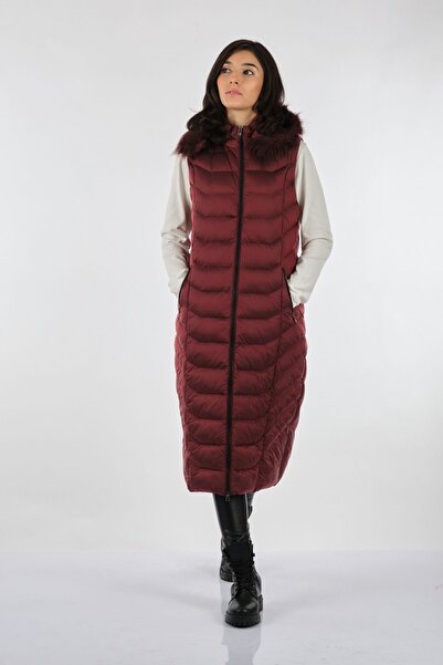 Desen Жіночий жилет з капюшоном, бордовий 21221475