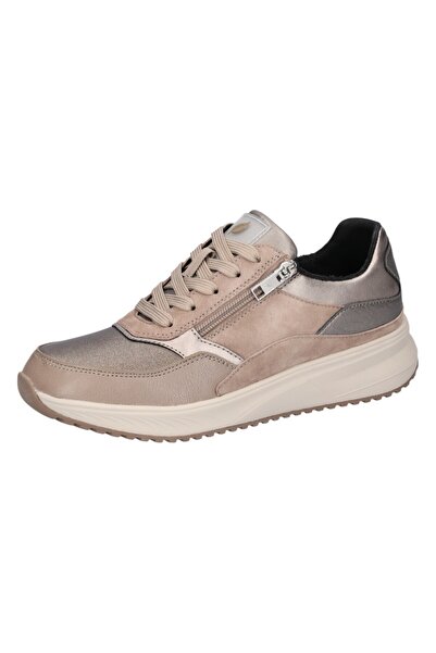 Waldläufer Damen Low Sneaker H-mara Low Top 765001 105 Grau 308 Taupe Leder Mit Eva & Herausnehmbar