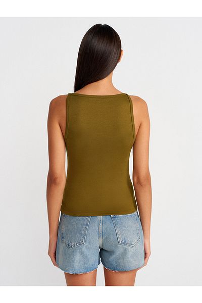 Dilvin 21048 Halter Neck Top-K.Fat Green