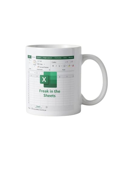 Atelier Broderie Carla Personalized ceramic mug, Excel Freak in the sheets, Atelier Broderie Carla