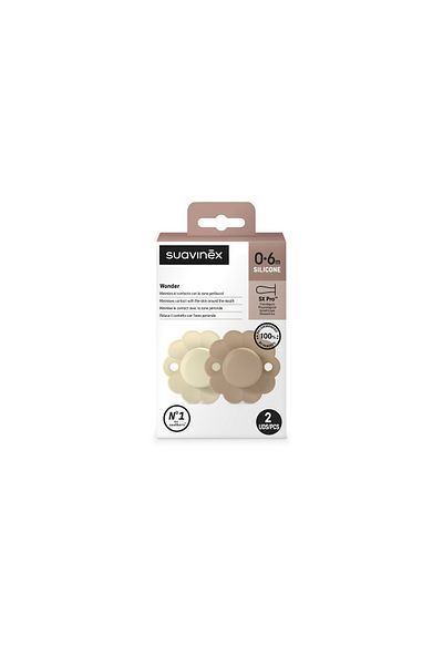 Suavinex Set 2 suzete fiziologice 0-6 luni, caramel Wonderland Butterfly Suavinex