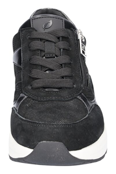 Waldläufer Damen Low Sneaker H-jill Low Top 703002 104 Schwarz 001 Schwarz Leder Mit Eva & Herausnehmbar