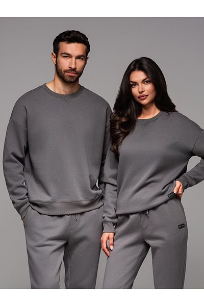 OMBRE Unisex klassisches Sweatshirt mit Rundhalsausschnitt - grau V18 OU-SNBC-0104 XS/S