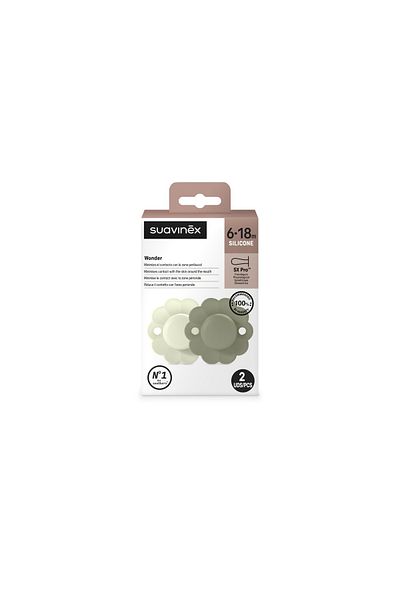 Suavinex Set of 2 physiological pacifiers 6-18 months, green, Wonderland Butterfly Suavinex