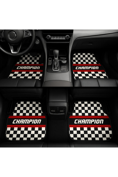 Generic Covorașe Auto Universale „CHAMPION” – Design Racing Checkered