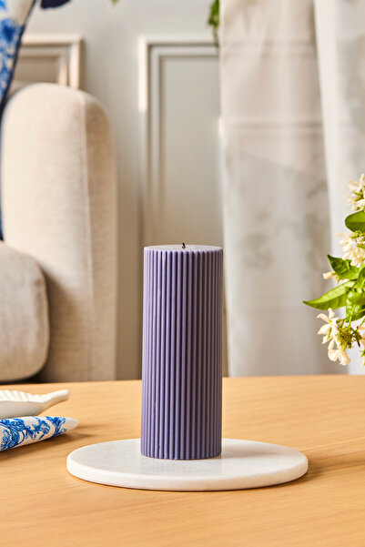 Karaca Striped Tırtıklı Sütun Mum 15 cm Antrasit