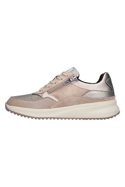 Waldläufer Damen Low Sneaker H-mara Low Top 765001 105 Grau 308 Taupe Leder Mit Eva & Herausnehmbar