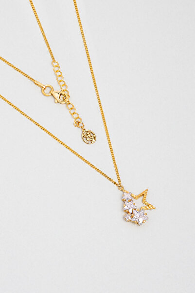 So CHIC... Nova 18 Ayar Sarı Altın Kaplama 45 Cm Gümüş Kolye