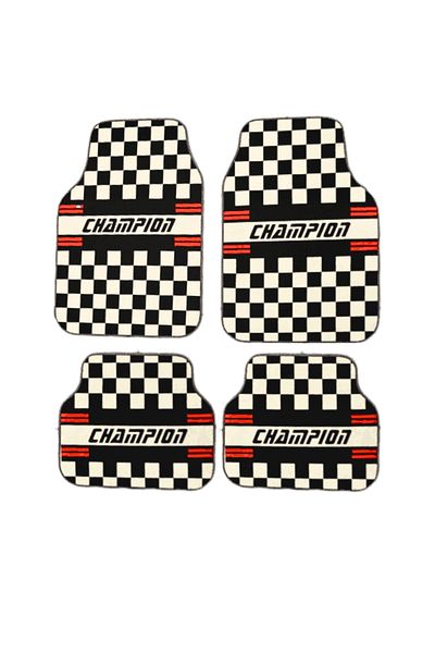Generic "CHAMPION" Universal Car Floor Mats - Racing Checkered Design