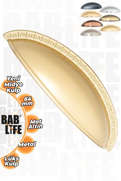 bablife New Mussel 64mm Matte Gold Stone Sandal Dish Luxury Modern Drawer Cabinet Cloakroom Furniture Handles
