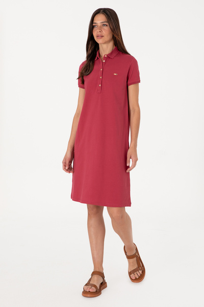 U.S. Polo Assn. Women's Cherry Polo Neck Mini Length Knitted Dress 50305853-Vr223