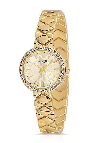 Polo Air Luxury Stone Baklava Pattern Women's Wristwatch Gold Color Pl-1537B1X