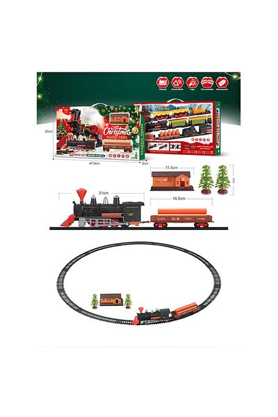 OEM Electric Train with Locomotive, Log Wagon, 2 Decorative Trees, and Station, 18 Pieces - Includes 12