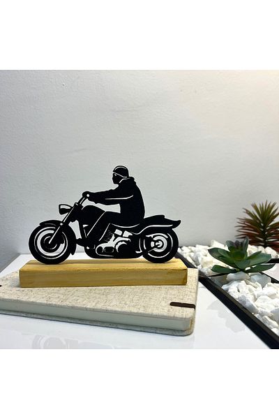 OEM "Free Spirit" decoration with natural wood base, 12 cm, black, 3D printed