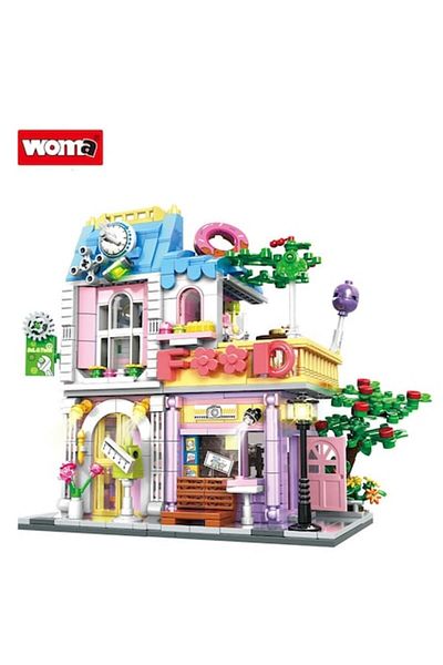 WOMA Woma Toys® Building Set – Shop Building, 880 Pieces, Modular Model with 4 Rooms