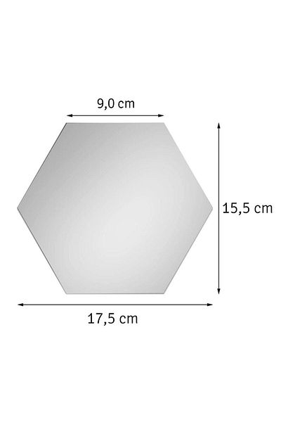 OEM Set de 12 autocolante de perete cu oglinzi hexagonale, dimensiune panou 15,5 x 17,5 cm