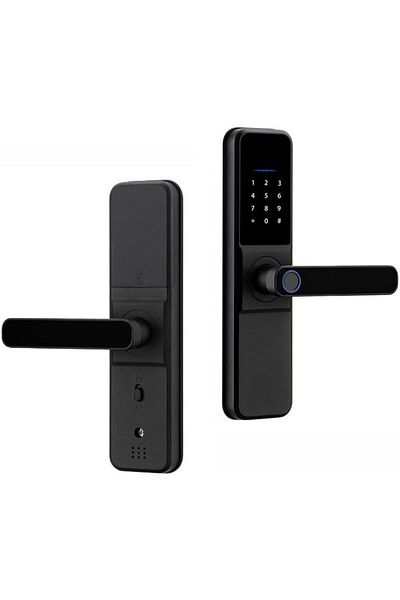 Fu-Mech Smart Door Lock with Fingerprint, Keypad, and Handle | Electronic WiFi Lock Compatible with