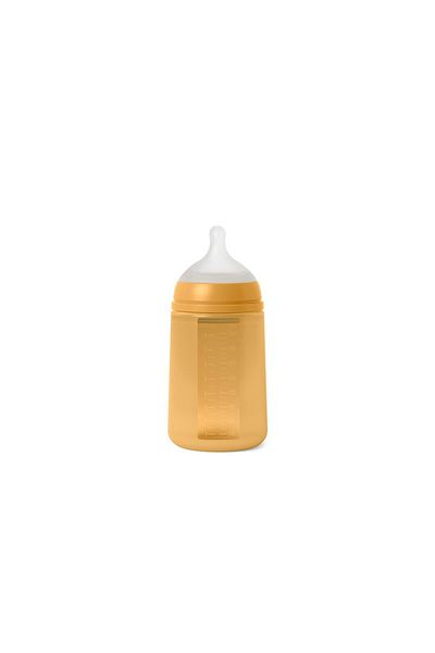 Suavinex Biberon din silicon, 240ml, Colour Essence SX Pro debit mediu, galben muștar