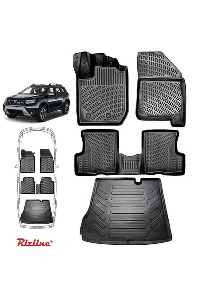 Rizline Complete set Rizline Dacia Duster 2018–2022 4x2 Prestige – Front, rear mats and trunk tray