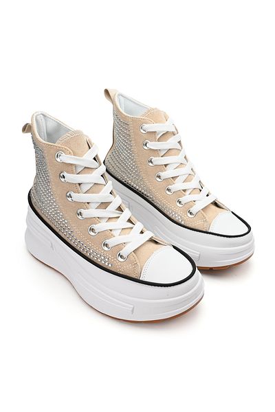 Tmall High-top sneakers with pebbles on the flatform sole, 1251, Beige