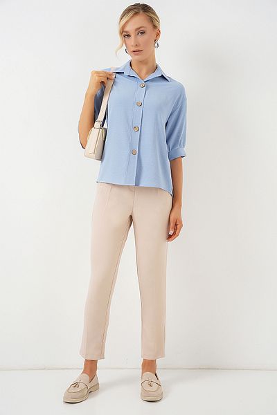 Bigdart Short Sleeve Oversize Linen Shirt 20240 - B.Blue