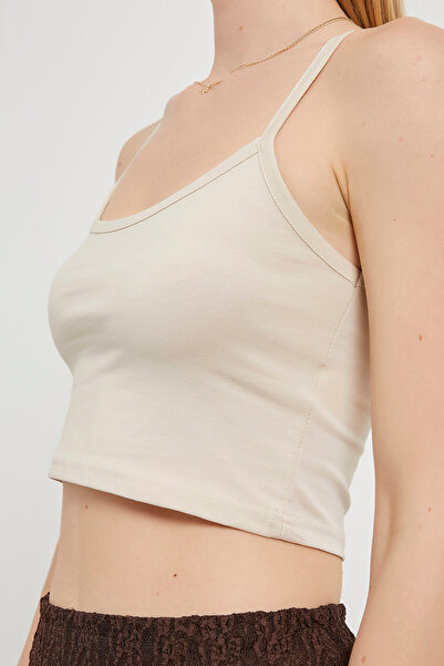 Arma Life Women's Thin Strap Summer Basic Mink Tight Crop Tank Top