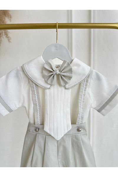 Hobidik Baby Boy Child Mildew Green Poplin Fabric Smocked Salopet Bottom Top Set