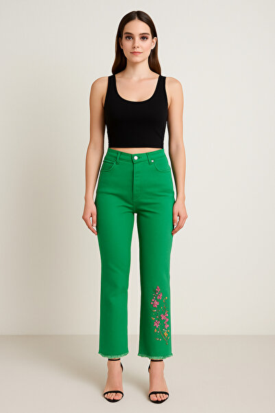 Tasarım Kişiye özel elde çizim simli boyanmıştır kot pantolon