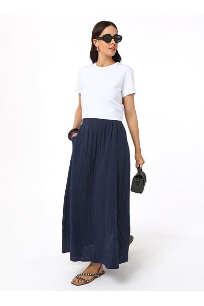 Benin Βαμβακερή φούστα μουσελίνας - Navy Blue - Benin