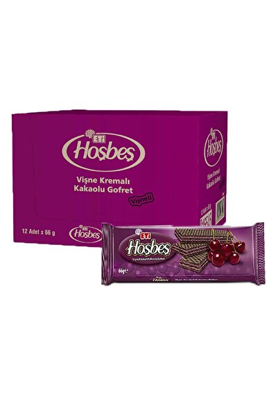Eti Hoşbeş Gofret Vişne Kremalı 66 g x 12 Adet