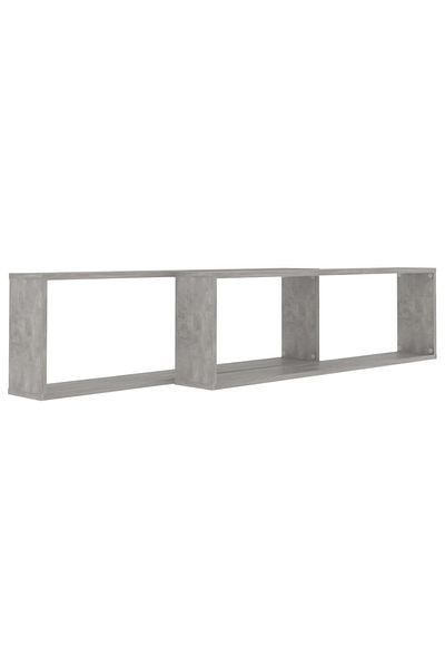 vidaxl Wall Cube Shelf 2 pcs Concrete Grey 100x15x30 cm Engineered Wood