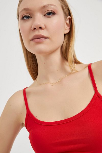Arma Life Women's Thin Strap Summer Basic Red Tight Crop Tank Top