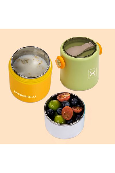 Hydrobrew Double Decker Stainless Steel Lunch Box w/ Folding Spork - Sage and Amber