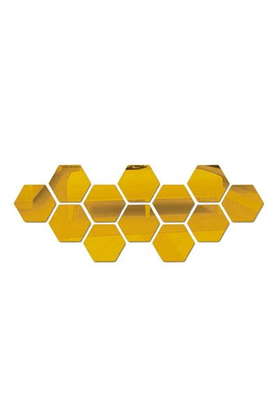 OEM Set de oglinzi cu design hexagonal - Oglinzi decorative acrilice aurii - MyStyle Luxury Home 12 piese/set
