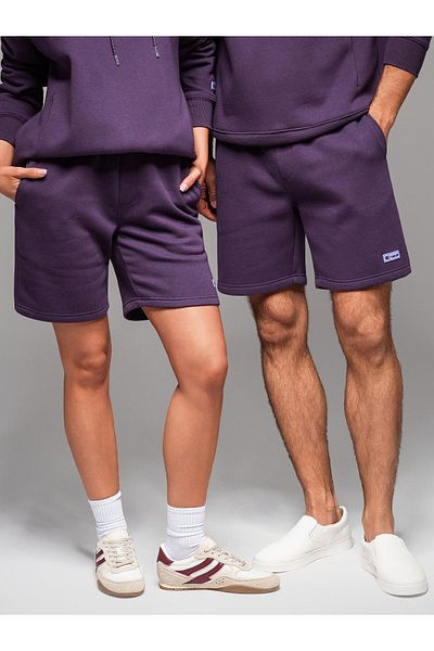 OMBRE Unisex Sweatshorts mit Kordelzugbund - lila V13 OU-SRBC-0101 XS/S