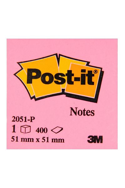 Post-it 3M 2051p ورق ملاحظات لاصق 51 × 51 مم 400 ورقة - درجات وردية