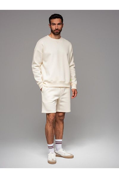 OMBRE Unisex-Sweatshorts mit Kordelzug in der Taille - creme V2 OU-SRBC-0101 M/L