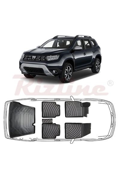 Rizline Complete set Rizline Dacia Duster 2018–2022 4x2 Prestige – Front, rear mats and trunk tray
