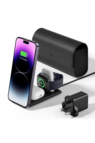 ESR |Utility/Wirelss Charger/Qi2 3-in-1 Travel Wireless Charging Set/Desktop wireless charger|Black