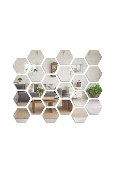 OEM Set de 24 de oglinzi autoadezive, acrilice, model hexagonal, 126 x 110 x 63 mm