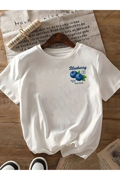 Touz Moda Μπλουζάκι Unisex Oversize με στάμπα Blueberry