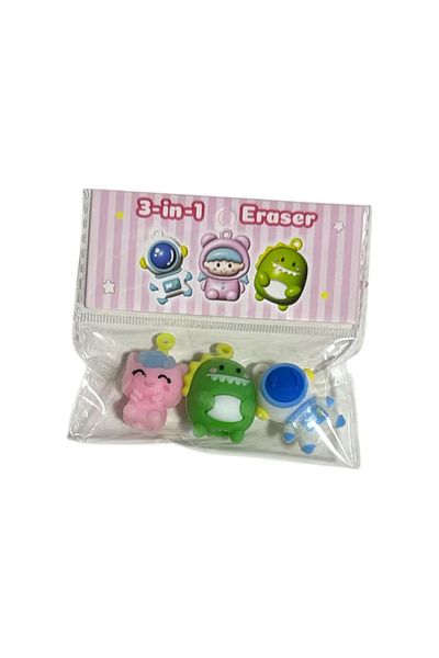 Zizu Gz8308-1 3 in 1 Use Shaped Eraser-Pencil Head-Keychain