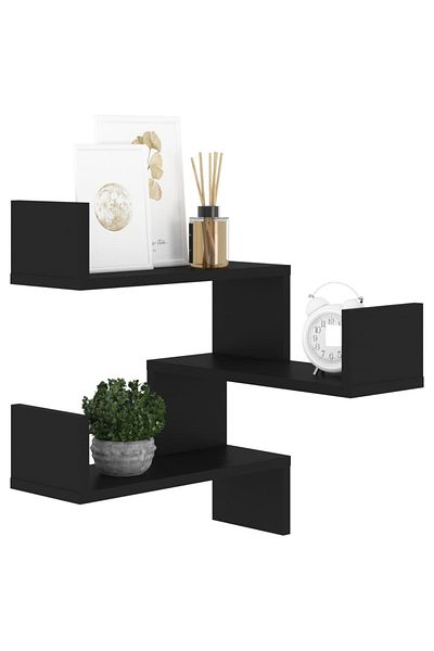 vidaxl Wall Corner Shelf Black 40x40x50 cm Engineered Wood