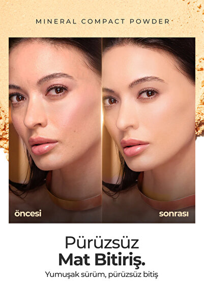 JOWE Mineral Compact Powder Kusursuz Mat Bitişli Kompakt Pudra -10 Ivery Beige