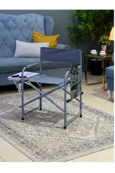 Generic Folding Chair with Storage Pocket and Side Table with 2 Cup Holes for Camping and Hiking