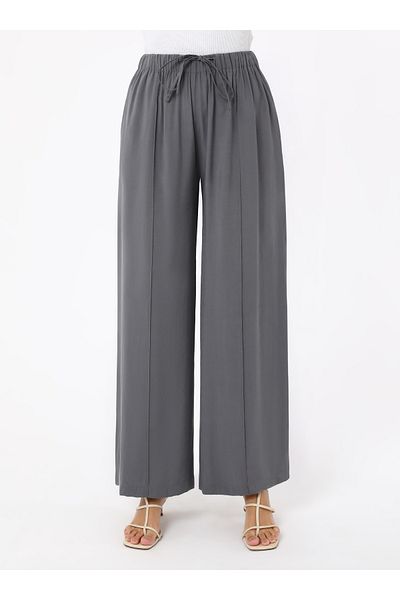 Refka Modal Trousers with Rib Detail - Gray - Refka