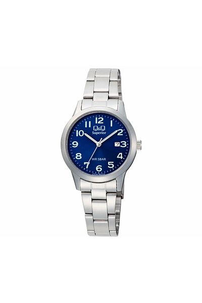 Q&Q Superior C53A-002Vy Women's Wristwatch with Calendar, Stainless Steel Case and Band.