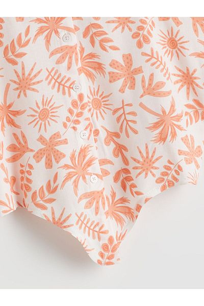 LC Waikiki Ecru Crew Neck Floral Girl's Blouse